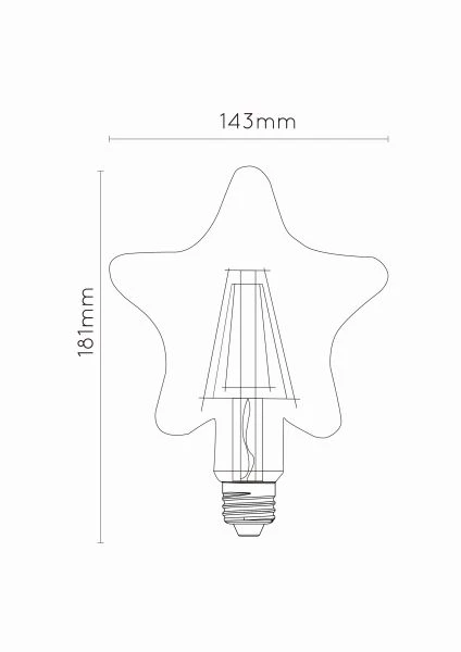 Lucide STAR - Ampoule filament - Ø 6 cm - LED - E27 - 1x7W 2200K - Ambre - technique